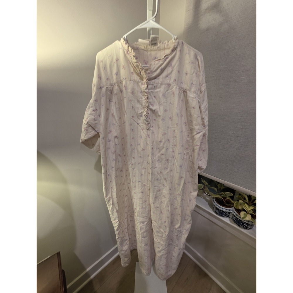 Vintage Women's 100% Cotton Pink Floral Print Nightgown 2X